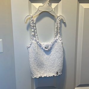 hollister white XS crop tank top smocked